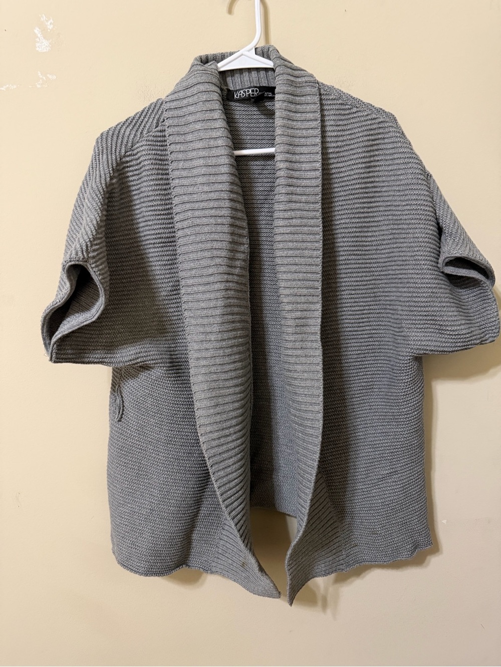 Kasper over front shawl 100% cotton 2010 short sleeve sweater heavy chunky cozy